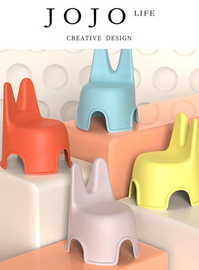 JOJO'S L. PD.Soun.小板凳塑料靠背椅加厚家用小椅子丨如云