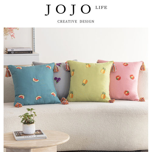 JOJO'SLIFEPD纯色刺绣抱枕靠枕