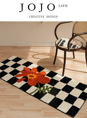 JOJO'S L. PD.Miller.棋盘格地毯衣帽间黑白格子长条脚垫丨米勒