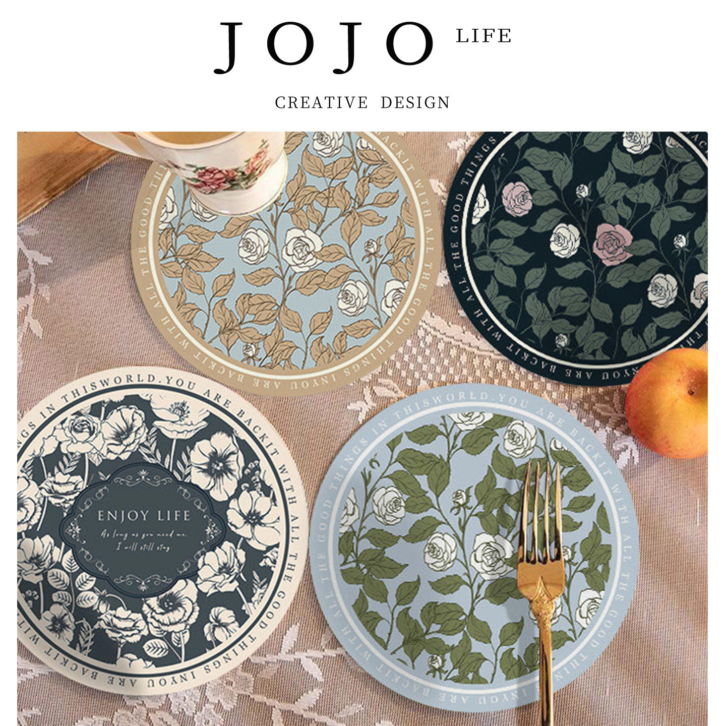 JOJO'S L. PD.Bat.餐桌隔热垫圆形餐垫免洗防水防油碗垫 |  却蝙,居家布艺,餐垫,淘宝优惠券,粉丝福利购,淘宝优惠卷