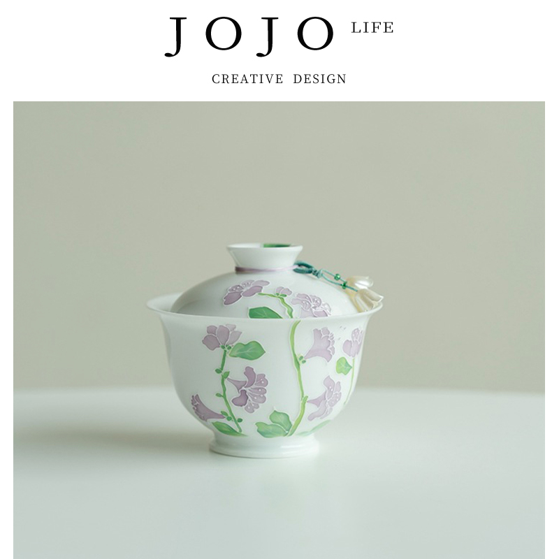 JOJO'SLIFEPD二才盖碗手绘白瓷
