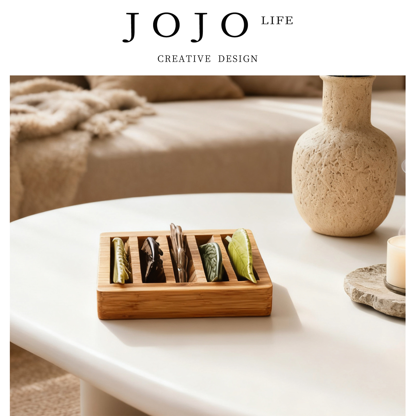 JOJO'S L. PD.clear.筷托日式树叶创意筷架陶瓷筷枕礼盒套装|清撤
