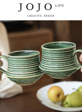 JOJO'S L. PD.vation.马克杯复古日式茶杯粗陶瓷咖啡杯螺纹 |演庞