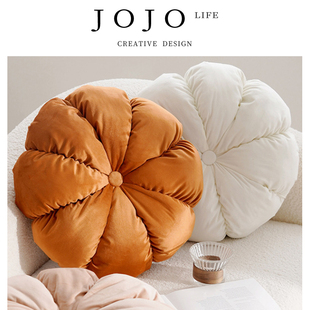 JOJO'S L. PD.difficult.奶油色花苞圆形抱枕套ins可爱坐垫| 为难