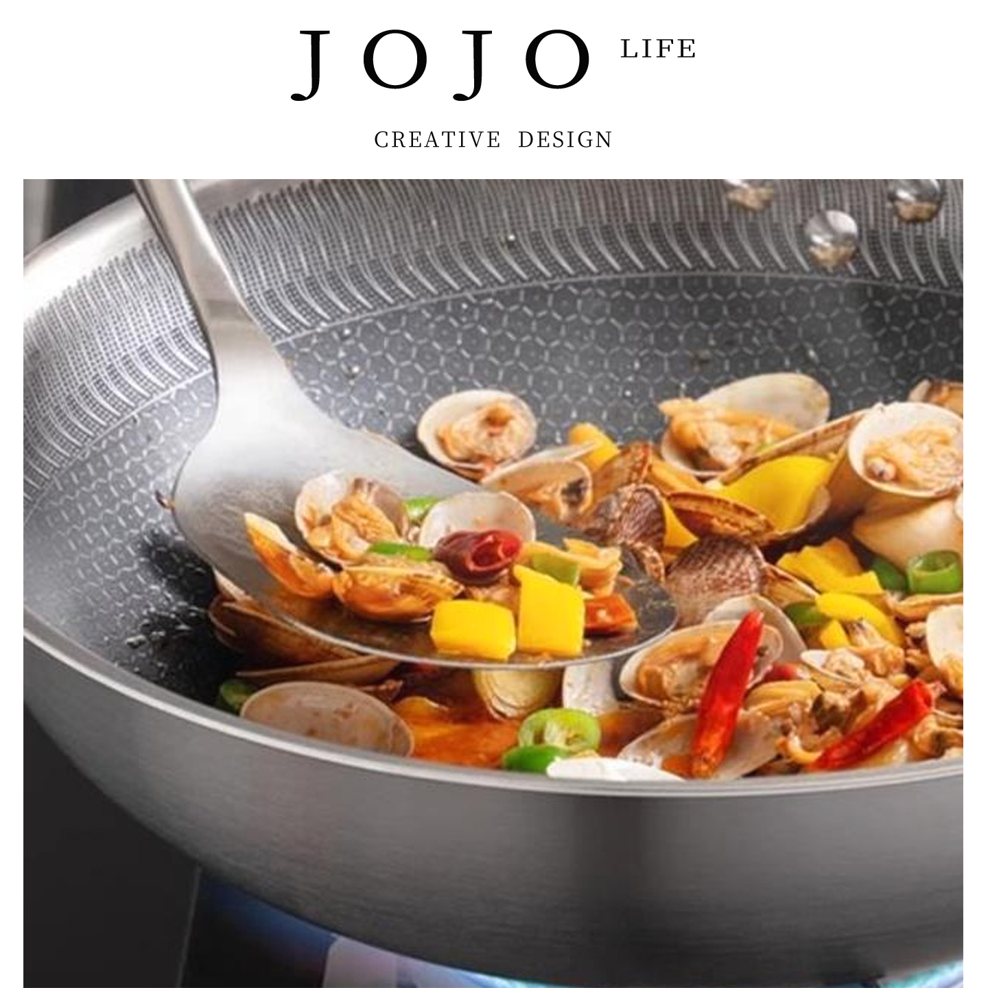 JOJO'SLIFEPD炒锅蜂窝不锈钢三