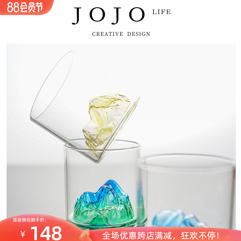 JOJOS L. PDEmbark杯具玻璃杯家用彩色观山耐热酒杯子 冰山