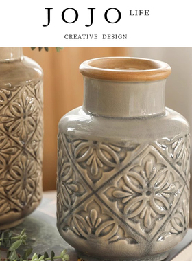 JOJO'S L. PD·Bank·花瓶浮雕花纹复古家居饰品美式陶瓷 | 左岸