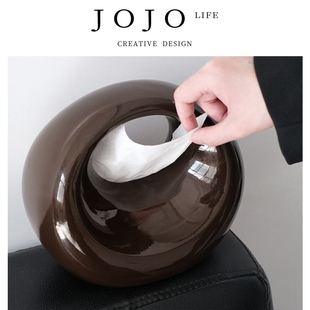PD.Word.手提包摆件客厅高级感陶瓷可爱抽纸盒 序数 JOJO