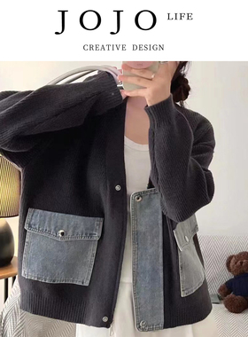 JOJO'S L. PD.clang 牛仔拼接设计感拉链针织开衫 | 铛遥