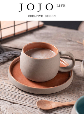 JOJO'S L. PD.bluish.杯具ins简约陶瓷拉花杯创意套装杯 | 月白