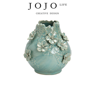 歌赞 JOJO PD.like.复古怀旧陶瓷花瓶浮雕古典梅瓶家居