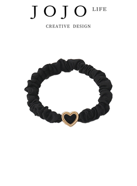 JOJO'S L. PD.dumb.黑色简约金边爱心星星小肠发圈气质 | 沙哑