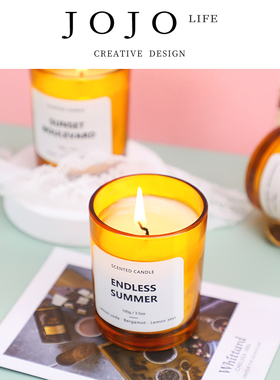 JOJO'S L. PD.Sound.香薰蜡烛琥珀橙色杯蜡烛带礼盒伴手礼 | 忙音