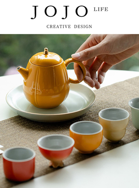 JOJO'S L. PD.game.秋硕喜乐功夫茶具套装一壶五杯家用陶瓷 |趣戏