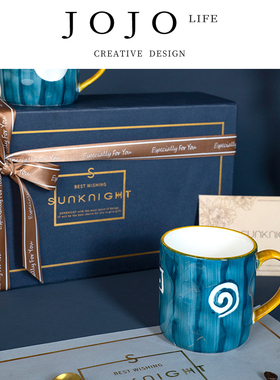 JOJO'S L. PD.Dutch.马克杯礼盒装送礼手绘咖啡杯大容量水杯|青荷