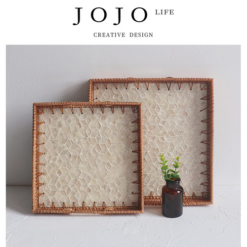 JOJO'SL.PD收纳手工藤编托盘