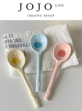 JOJO'S L. PD.Leaf.陶瓷勺长柄汤匙调羹可爱甜品勺搅拌勺 | 豆叶