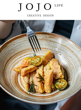 JOJO'S L. PD.lacement.7.5英寸手工斗笠碗复古粗陶高脚碗 | 黎绽