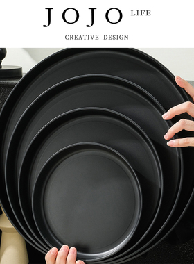 JOJO'S L. PD.Respect.黑色塑料托盘圆形茶水杯托盘咖啡厅 | 尊淹