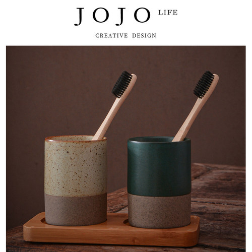JOJO'SLIFEPD复古粗陶漱口杯