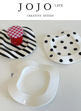 JOJO'S L. PD.speak.网红不规则波浪盘ins风黑白色波点盘 | 都说