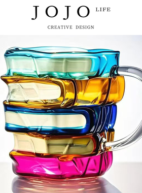 JOJO'S L.PD.alone高硼硅玻璃书本马克杯人工彩绘水杯 | 味独
