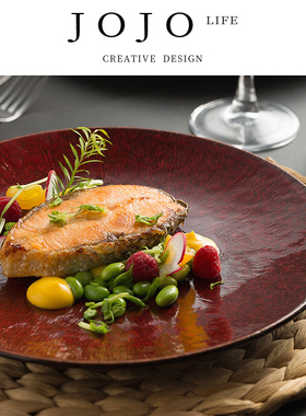 JOJO'S L. PD.resis.北欧红色盘子高级感牛排盘家用菜盘 | 慈姑