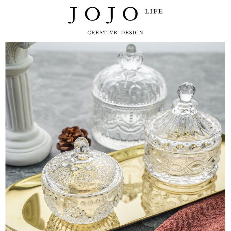 JOJO'S L. PD&middot;crown&middot;收纳家用水晶罗马精致浮雕糖果罐 | 冠皇