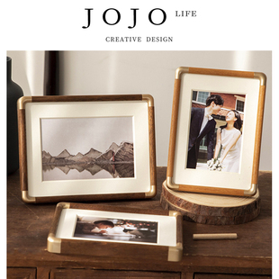 PD·Ask·相框铜角实木质感相框摆台高级感桌面 问薇 JOJO