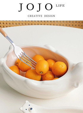 JOJO'S L.PD.employ.日式ins北极熊陶瓷碗盘可爱椭圆盘 | 聘间