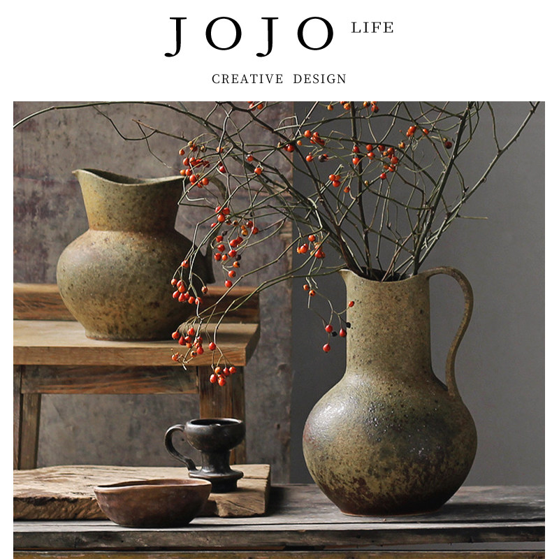 JOJO'S L. PD.紫泉涧.粗陶罐插花器复古侘寂风陶瓷花瓶 | 吼蝉