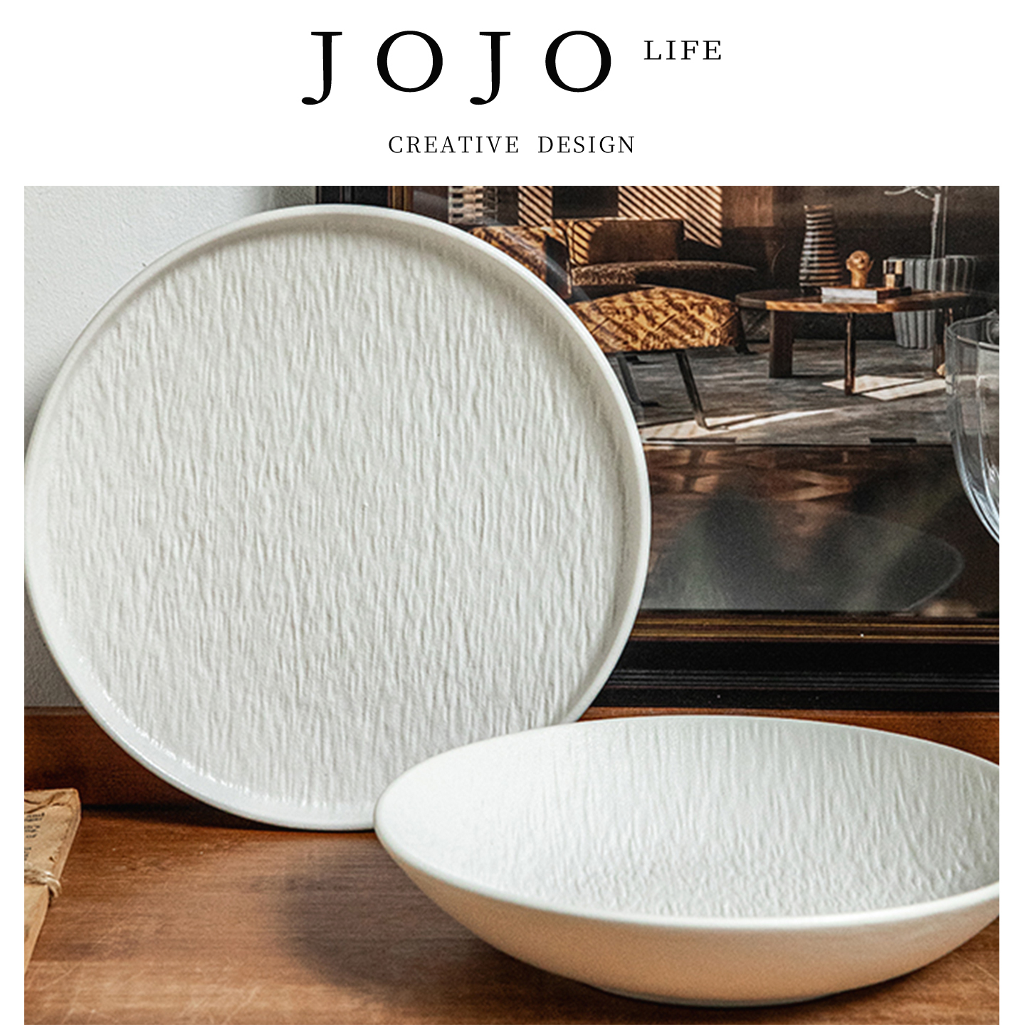 JOJO'SLIFEPD岩石纹陶瓷牛排盘