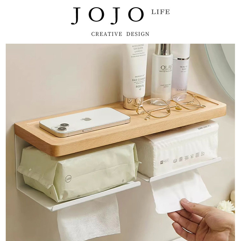 JOJO'S L. PD.fault. 原木风纸巾架浴室置物架纸盒免打孔 | 故障,家庭/个人清洁工具,卷纸器/纸巾架,淘宝优惠券,粉丝福利购,淘宝优惠卷