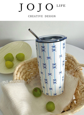 JOJO'S L. PD.Choir.蓝色蝴蝶结保温杯304直饮杯子大容量  | 套奏