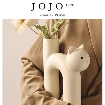 JOJO'S L. PD·Cat·花瓶陶瓷ins奶油风可爱摆件居家装饰 | 猫猫