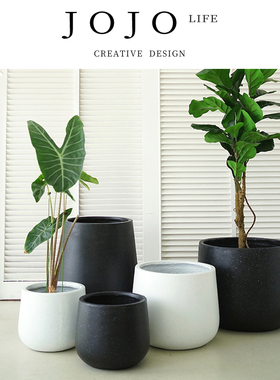 JOJO'S L. PD.optimum.水泥花盆黑色客厅落地圆形创意盆栽 | 做佳