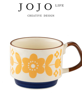 JOJO'S L. PD·wooden·杯具复古陶瓷花朵杯印花咖啡杯 | 木鱼