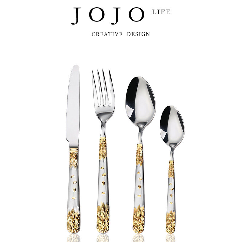 JOJO'S L. PD·Kimmy·刀叉复古浮雕麦穗刀欧式镀金牛排刀 | 金麦