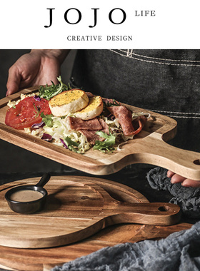 JOJO'S L. PD.length.木质家用日式木盘长方形盘子点心盘 | 柄长
