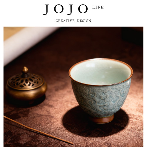 JOJO'S L. PD·紫泉涧·家用浮雕缠枝莲品茶杯陶瓷品茗杯丨安澈