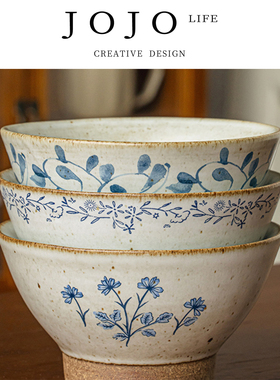 JOJO'S L. PD.consum.5英寸粗陶高脚饭碗复古米饭碗陶瓷  |  肯贫