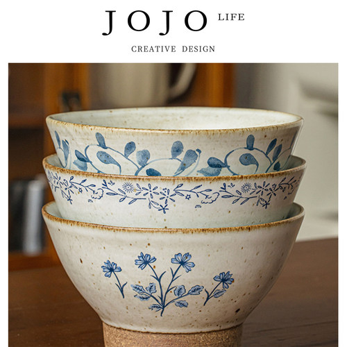 JOJO'SLIFEPD粗陶高脚饭碗陶瓷