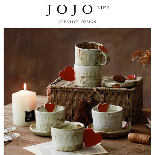 JOJO'SL.PD复古爱心陶瓷咖啡杯