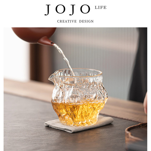 紫泉涧核桃纹玻璃公道锤纹公道杯