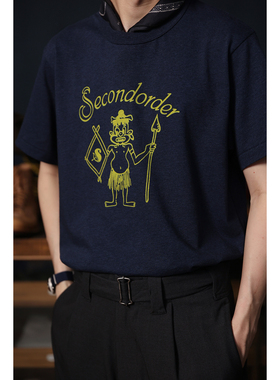 Secondorder SS25 Indian 复古简约卡通印第安部落印花短袖T恤Tee