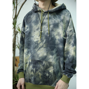 dye 毛圈棉 oversize 扎染 连帽套头卫衣 落肩宽松 Tie