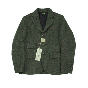 羊毛呢混纺 人字纹粗花呢 多袋 日式 Tweed 复古休闲西装 suit