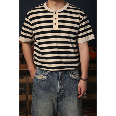 亨利领条纹短袖T恤海魂衫