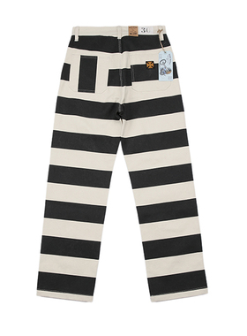 Motorcycler 16oz 不对称后袋 水洗做旧 复古机车 休闲条纹长裤