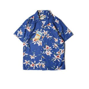 HAWAII ALOHA SHIRTS百合/植物美式休闲夏威夷古巴领沙滩短袖衬衫